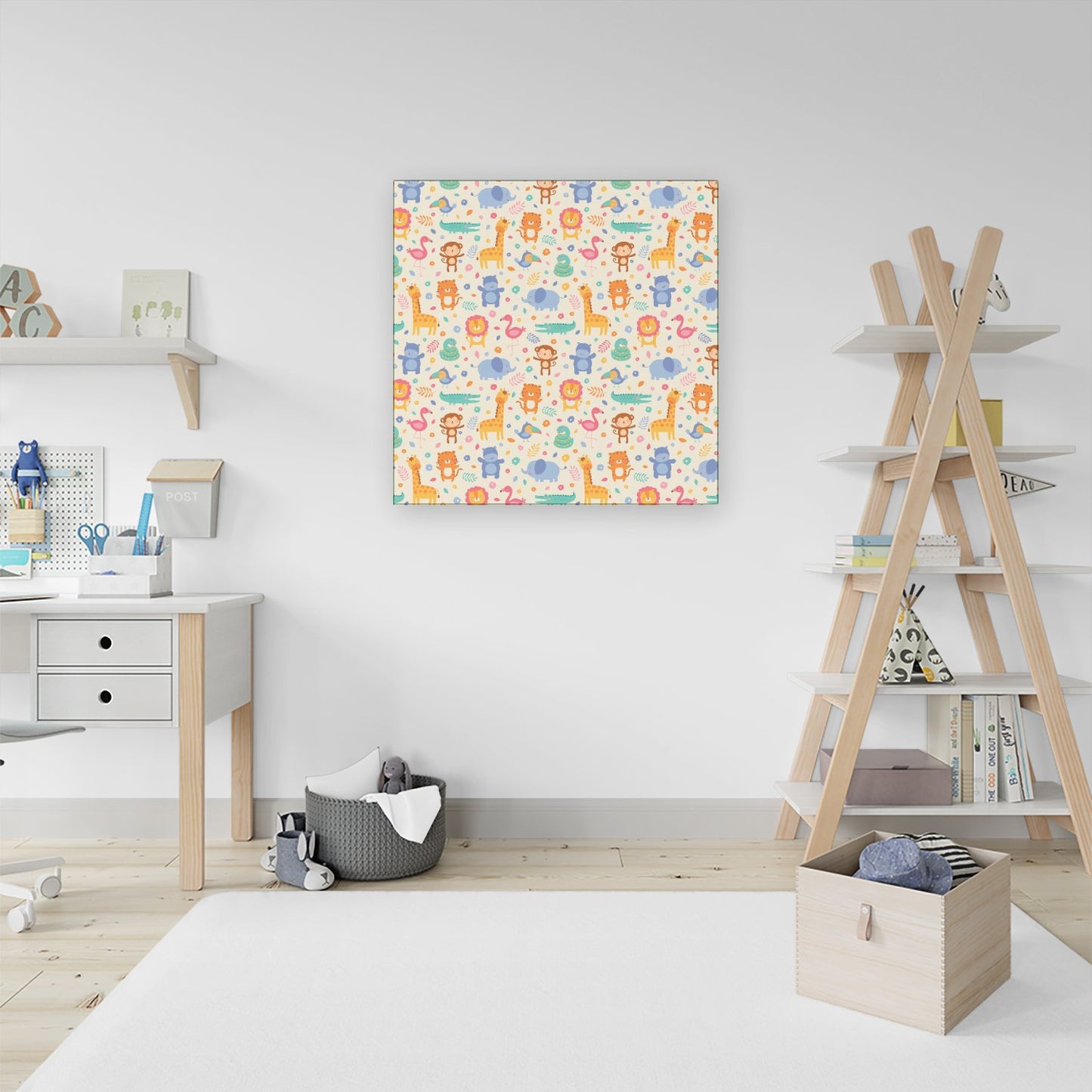 Cute Pastel Jungle Animals Canvas