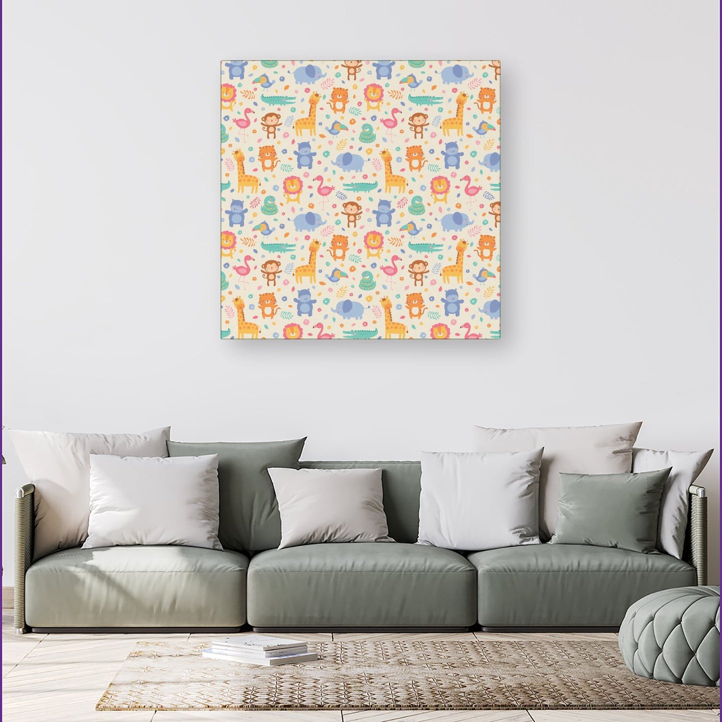 Cute Pastel Jungle Animals Canvas