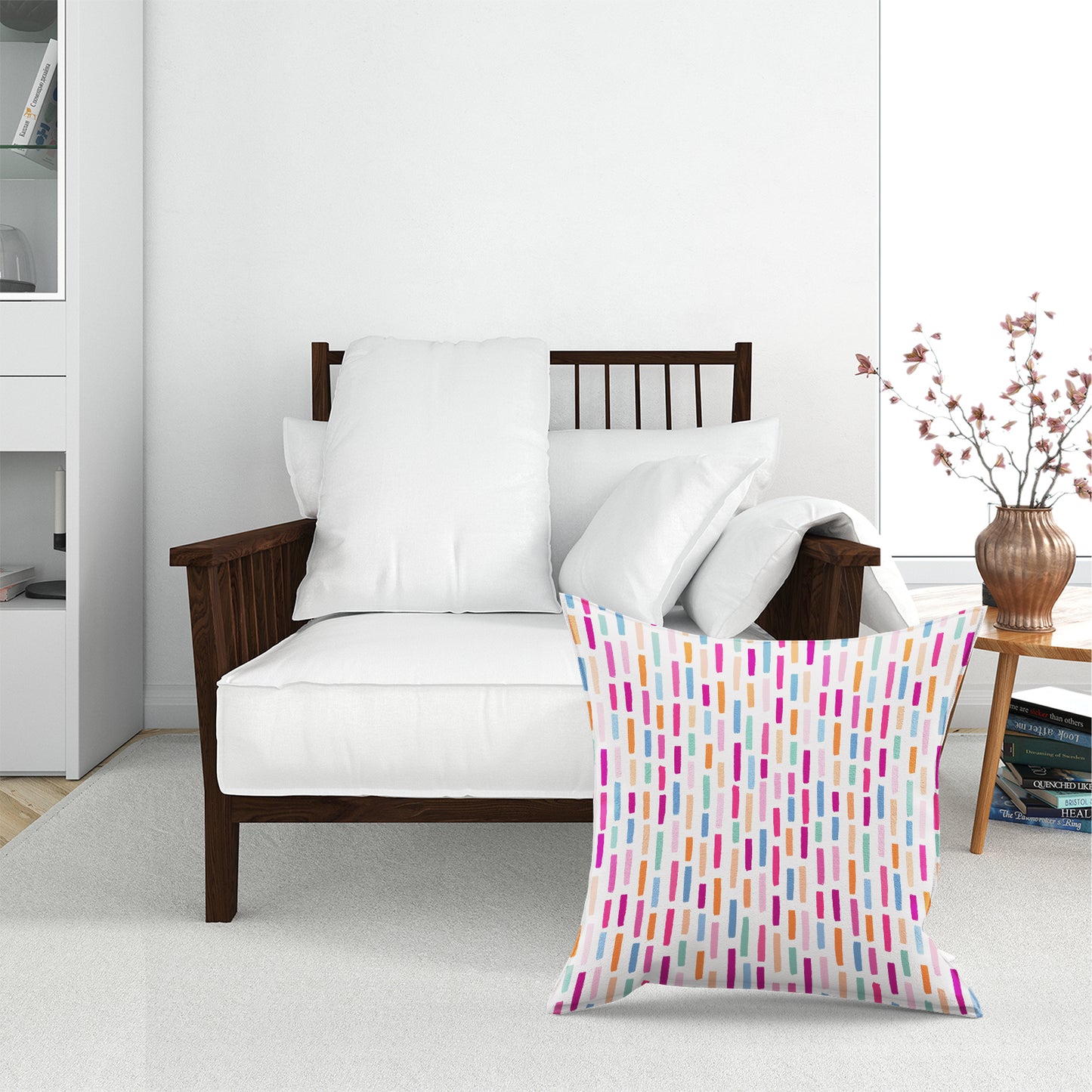 Vertical Abstract Brush Pattern Floor Cushion