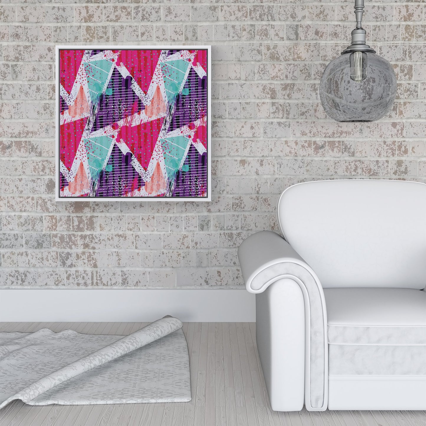 Shabby Geometric Pattern Framed Canvas
