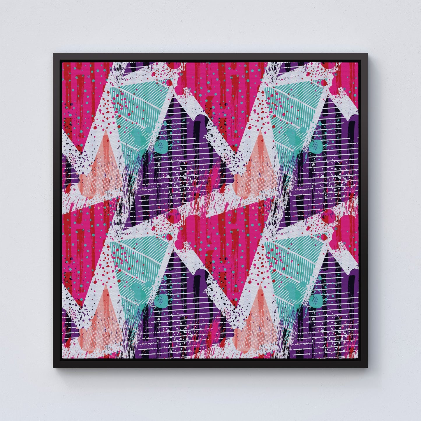Shabby Geometric Pattern Framed Canvas
