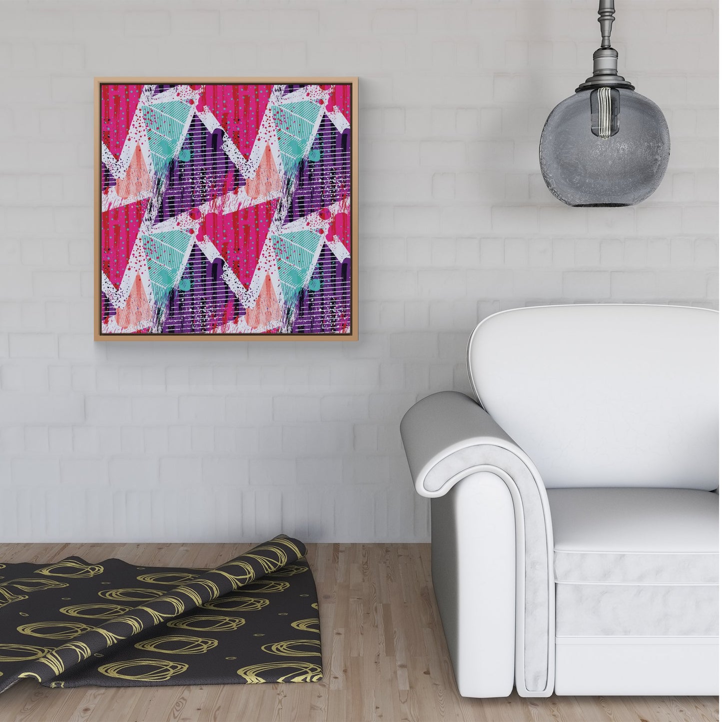 Shabby Geometric Pattern Framed Canvas