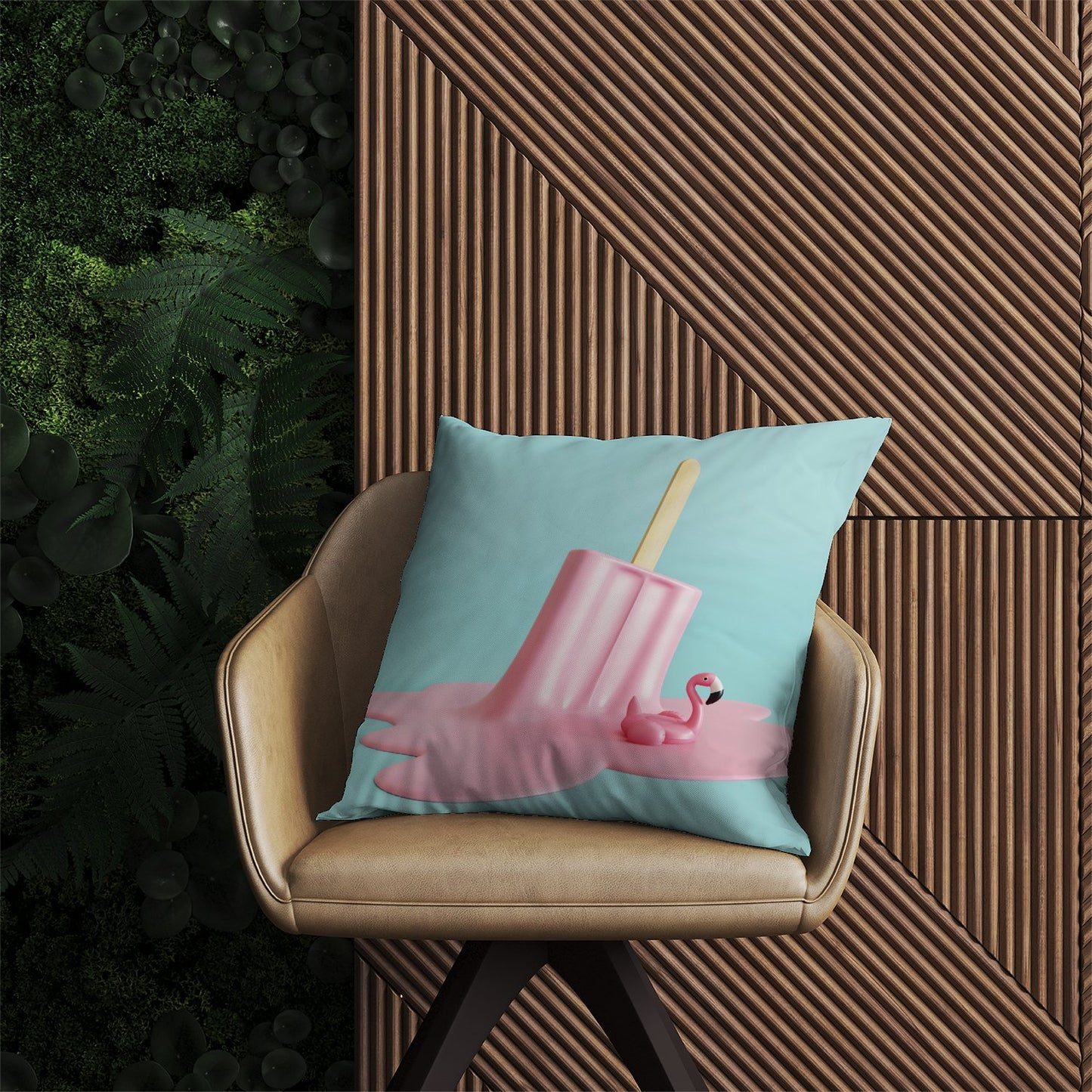Flamingo Ice Cream Outdoor Cushion
