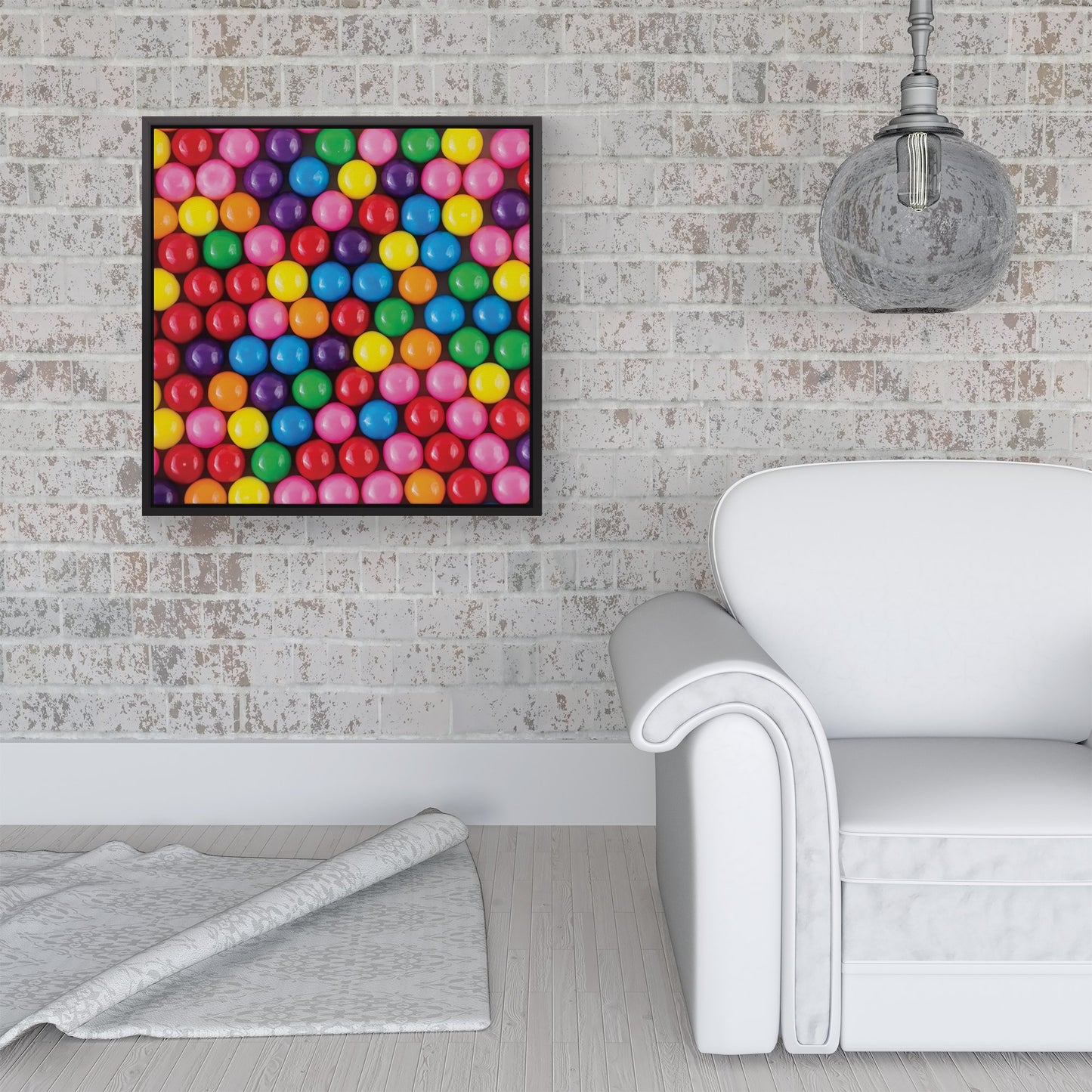 Brightly Colored Gum Balls Framed Canvas