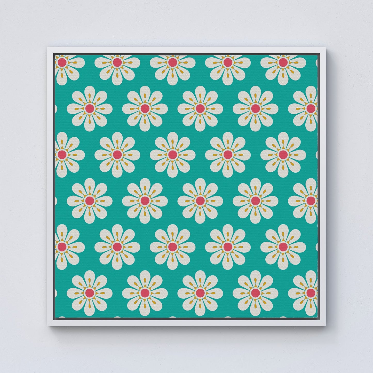 Daisy Pattern Framed Canvas