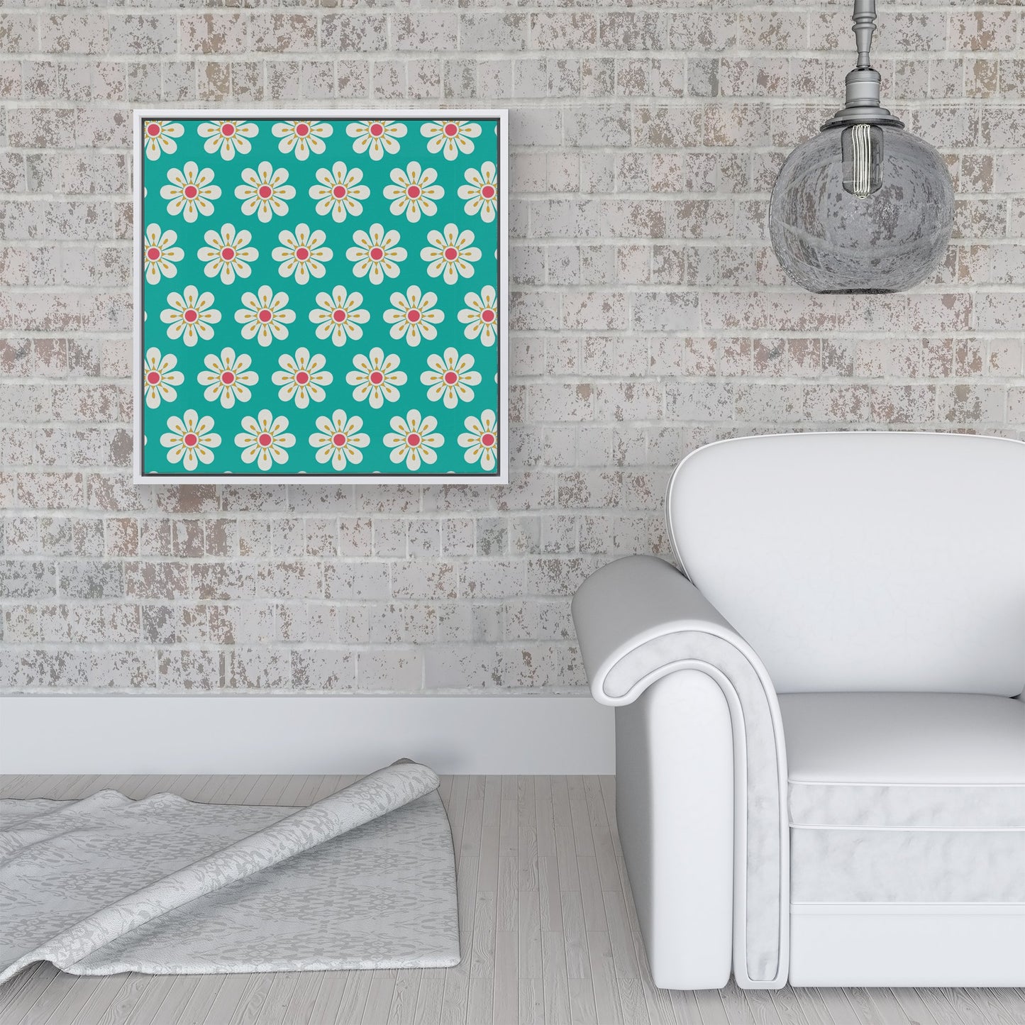 Daisy Pattern Framed Canvas