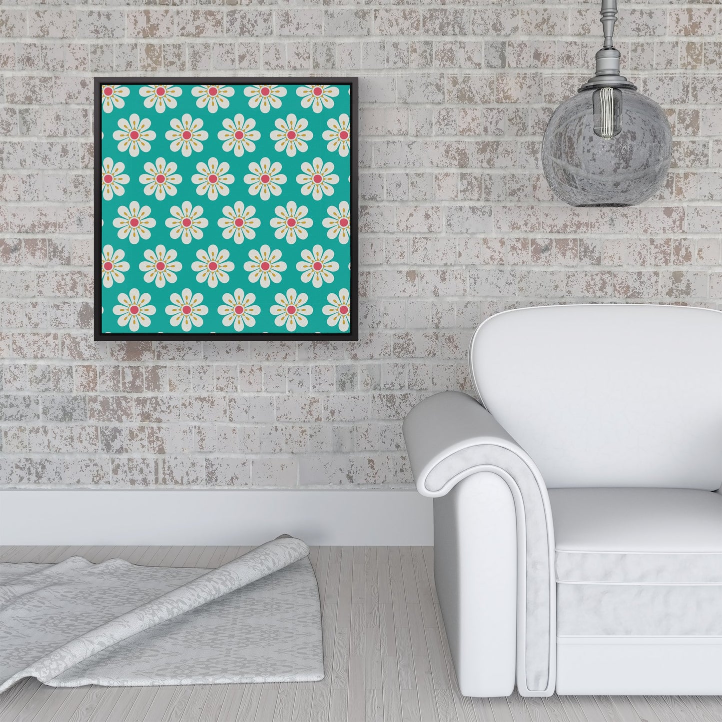 Daisy Pattern Framed Canvas