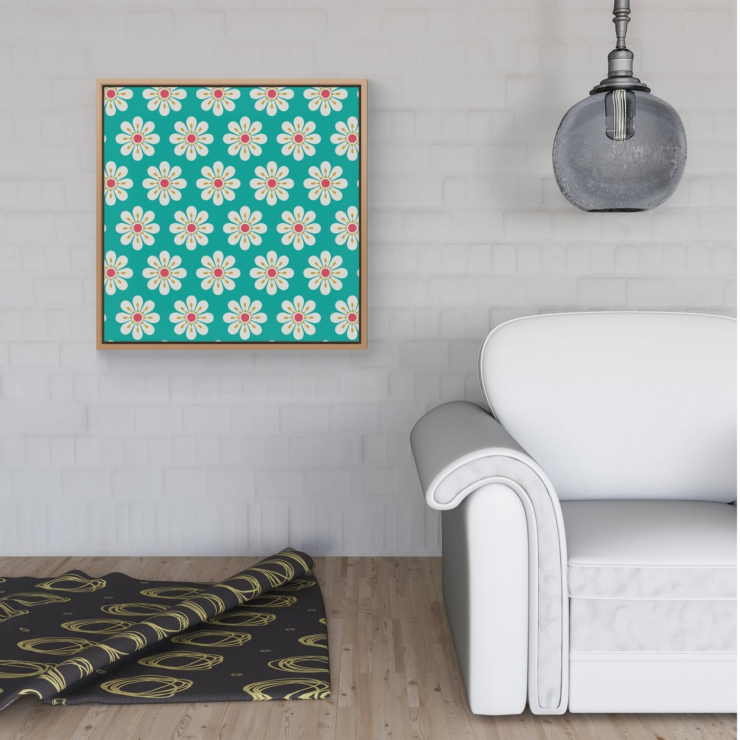 Daisy Pattern Framed Canvas