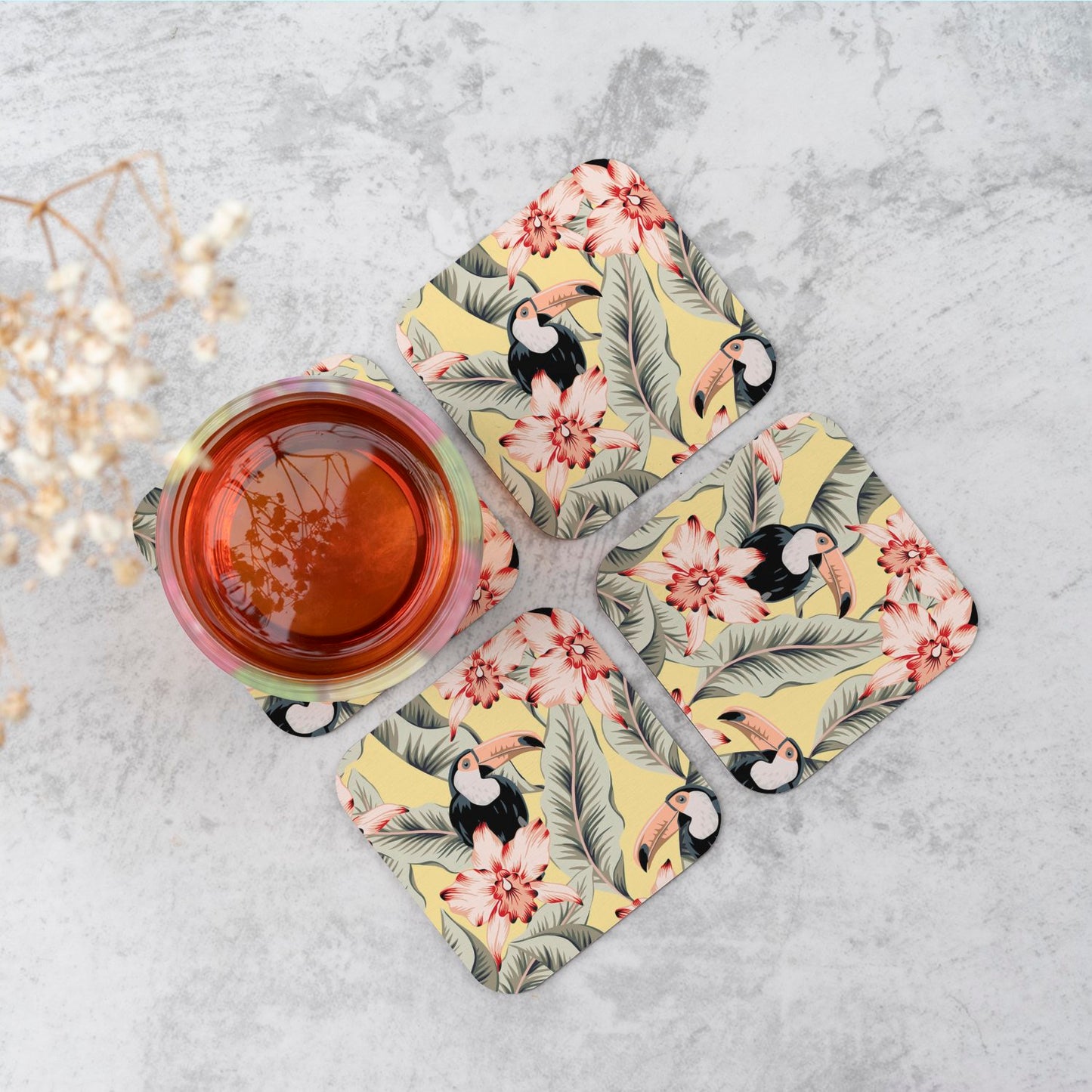 Toucans, Orchids And Palm Leaves Coasters