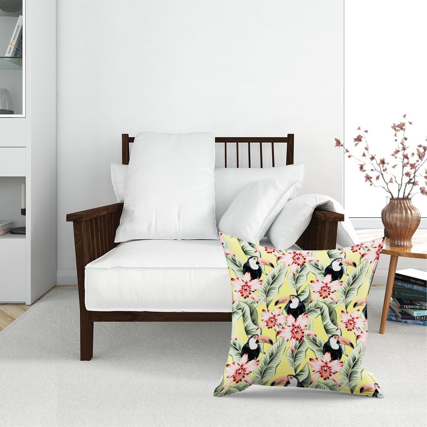 Toucans, Orchids And Palm Leaves Floor Cushion