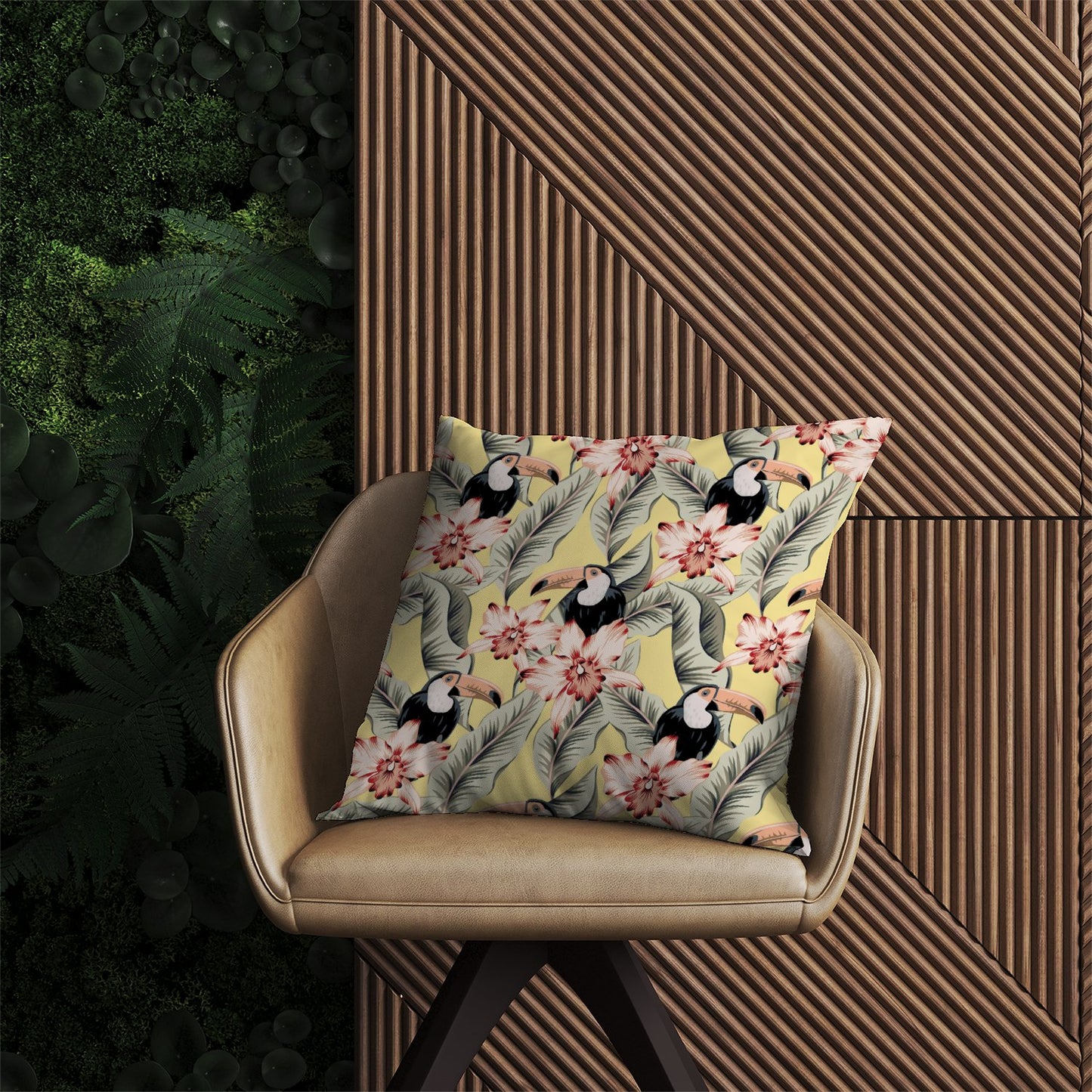 Toucans, Orchids And Palm Leaves Outdoor Cushion