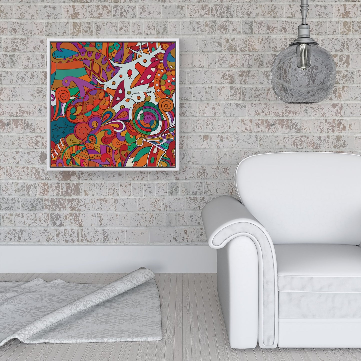 Mehndi Design Framed Canvas