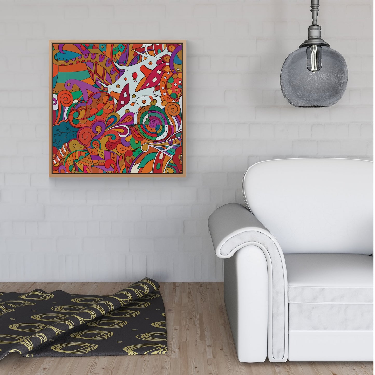 Mehndi Design Framed Canvas