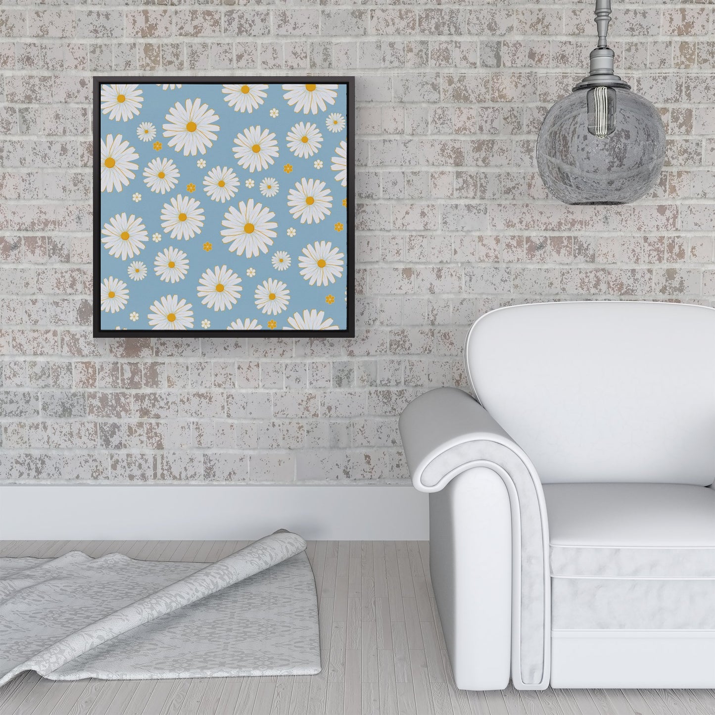 Summer Daisy Pattern Framed Canvas