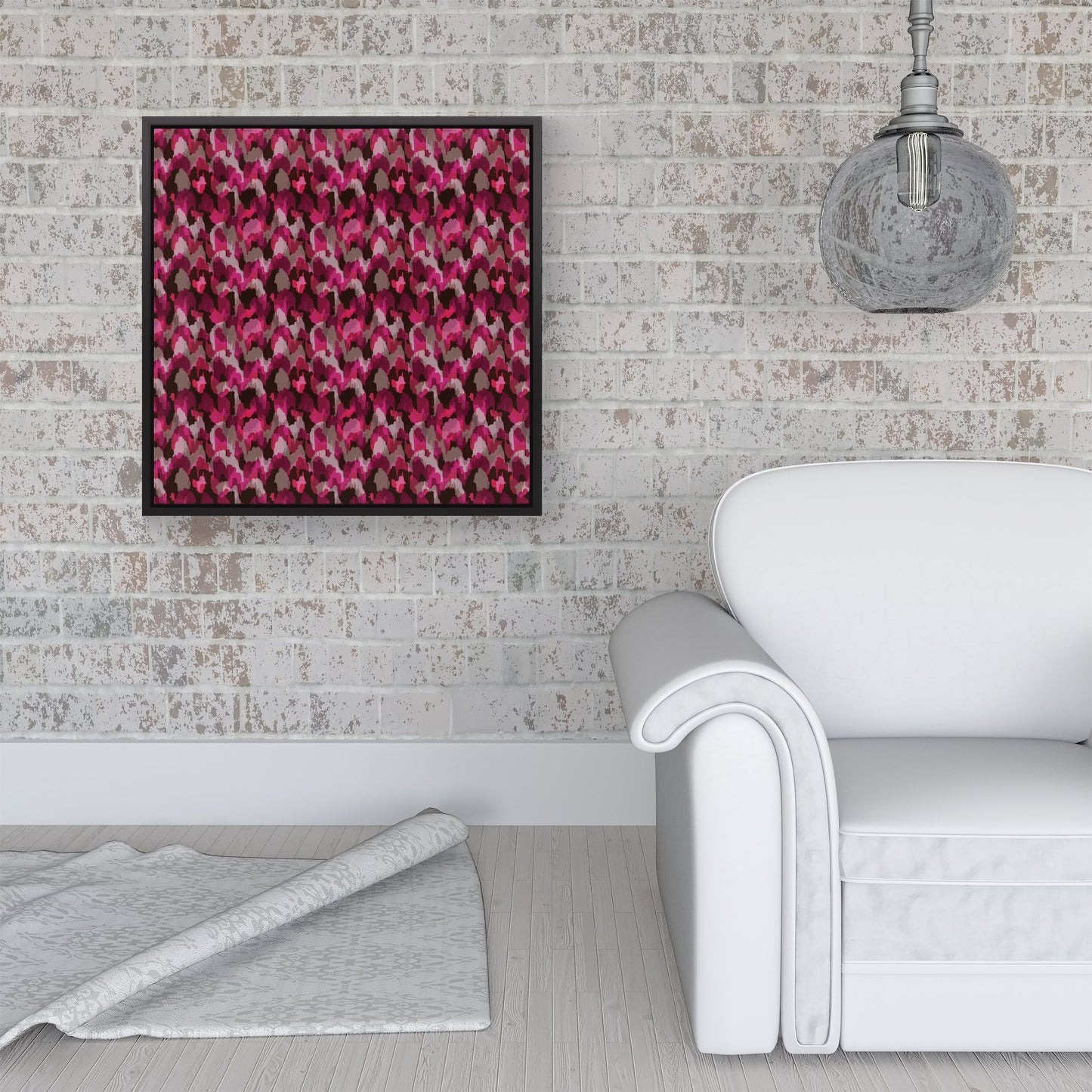 Modern Pink Animal Print Framed Canvas