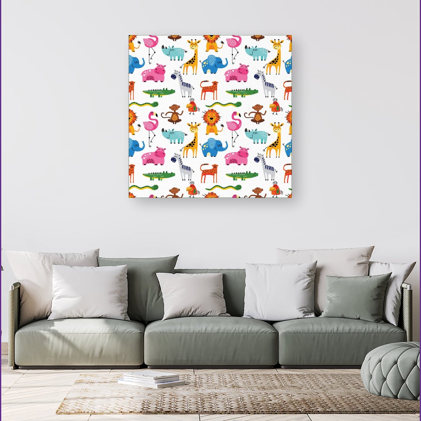 Hand Drawn Cartoon Animals Canvas