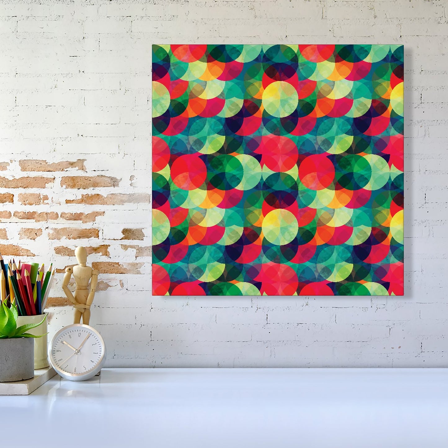 Colourful Grunge Circle Pattern Canvas