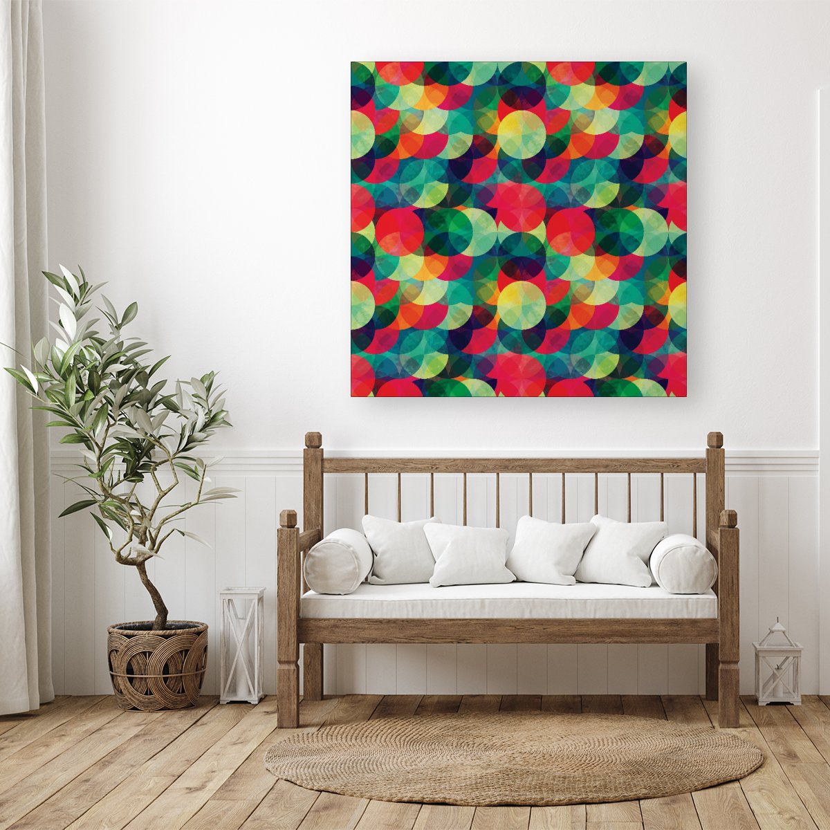 Colourful Grunge Circle Pattern Canvas