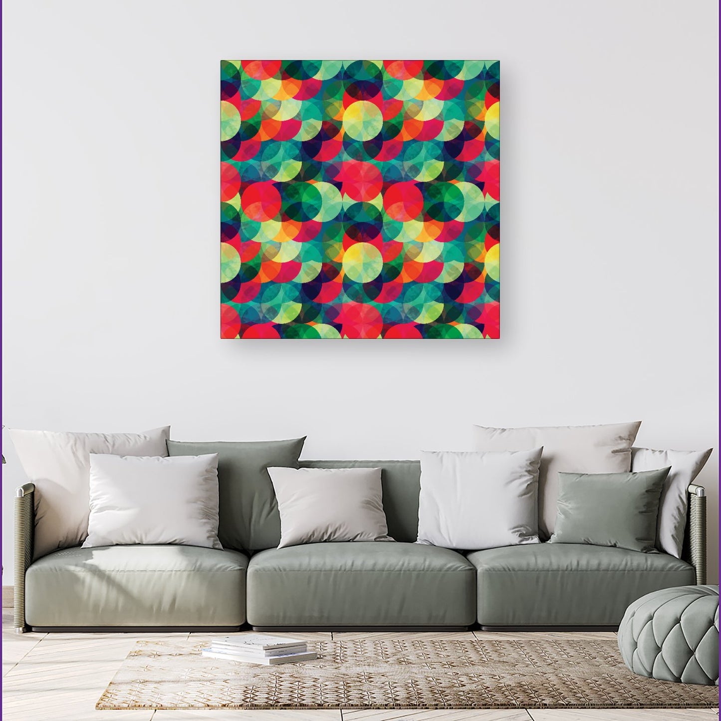 Colourful Grunge Circle Pattern Canvas
