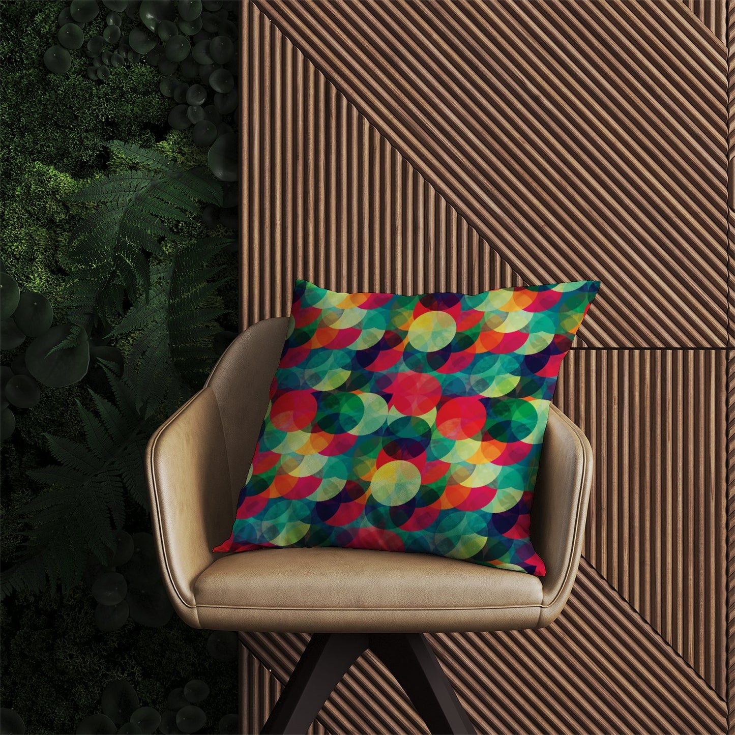 Colourful Grunge Circle Pattern Outdoor Cushion