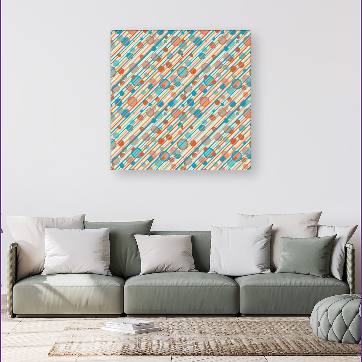 Retro Stripes And Circles Canvas
