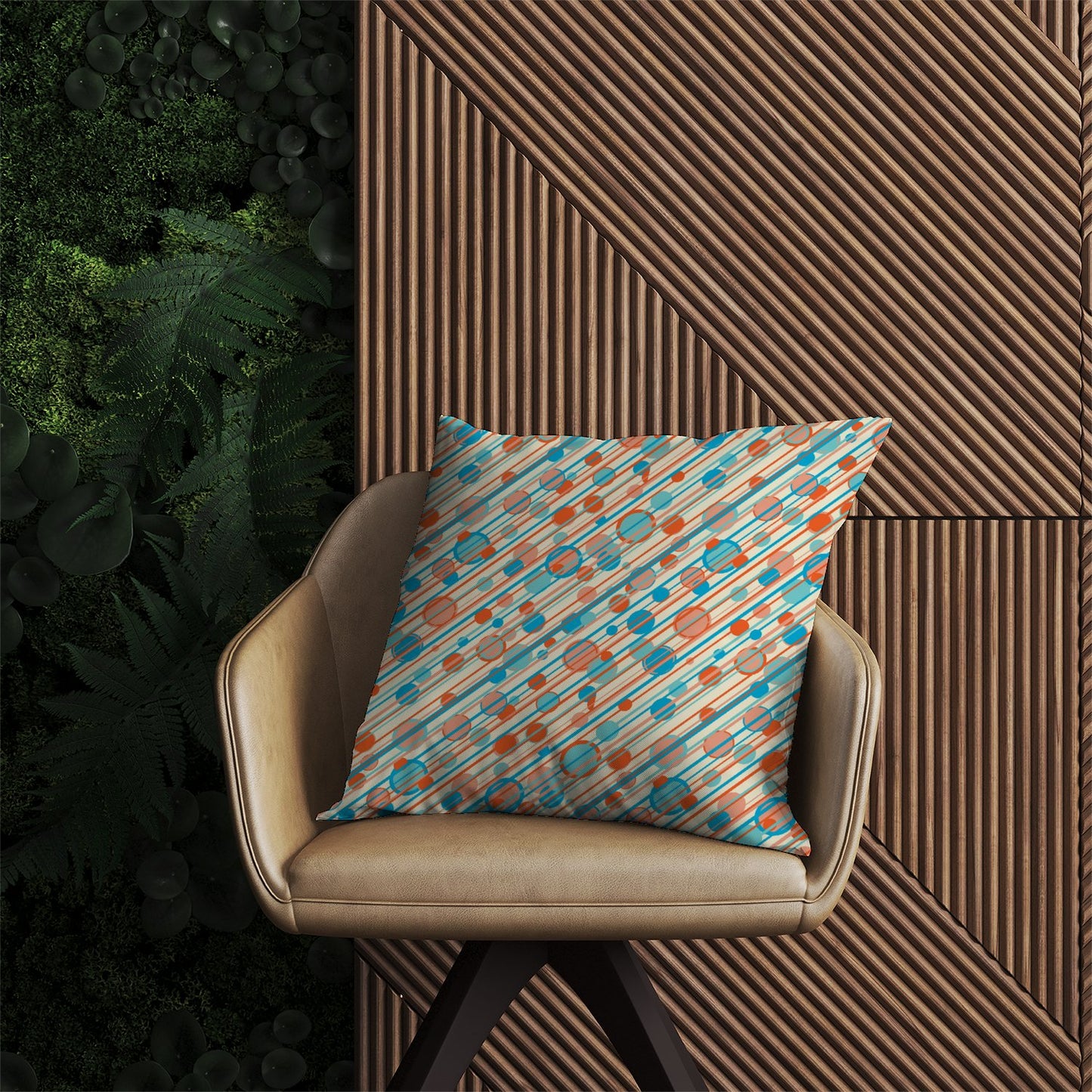 Retro Stripes And Circles Outdoor Cushion