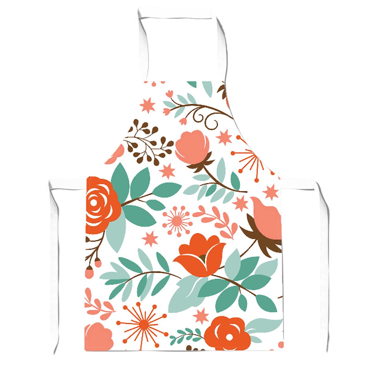 Orange Floral Pattern Apron