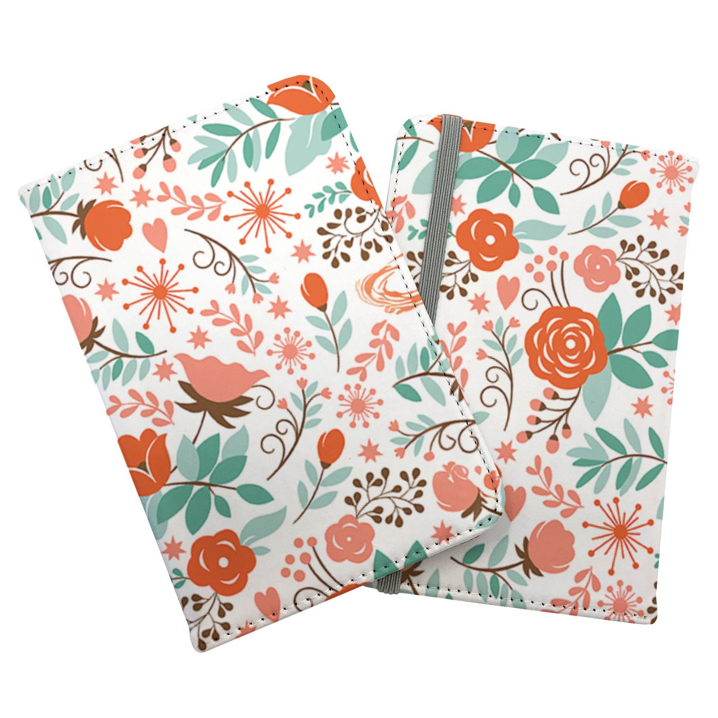 Orange Floral Pattern Passport Cover