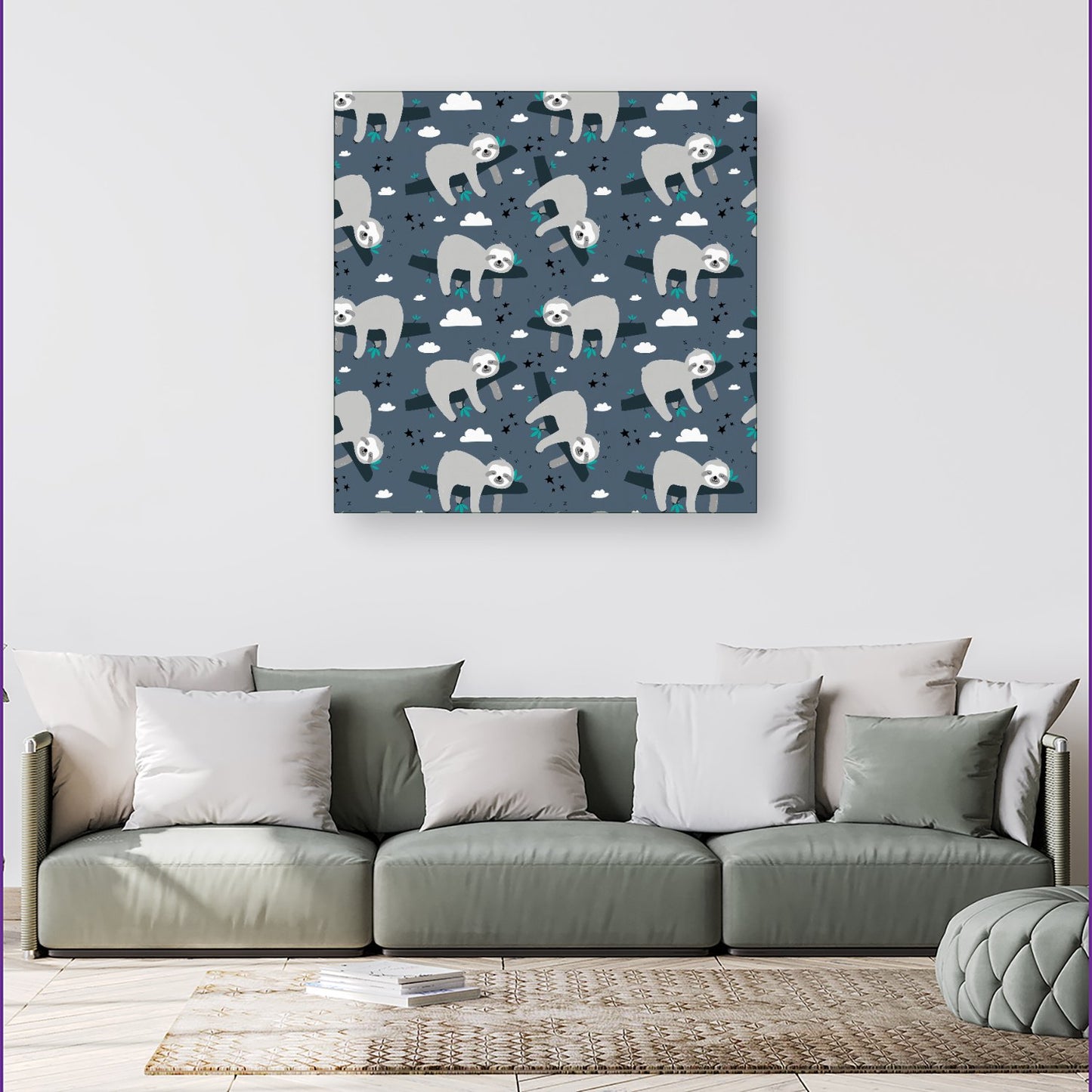 Sleeping Sloth Pattern Canvas