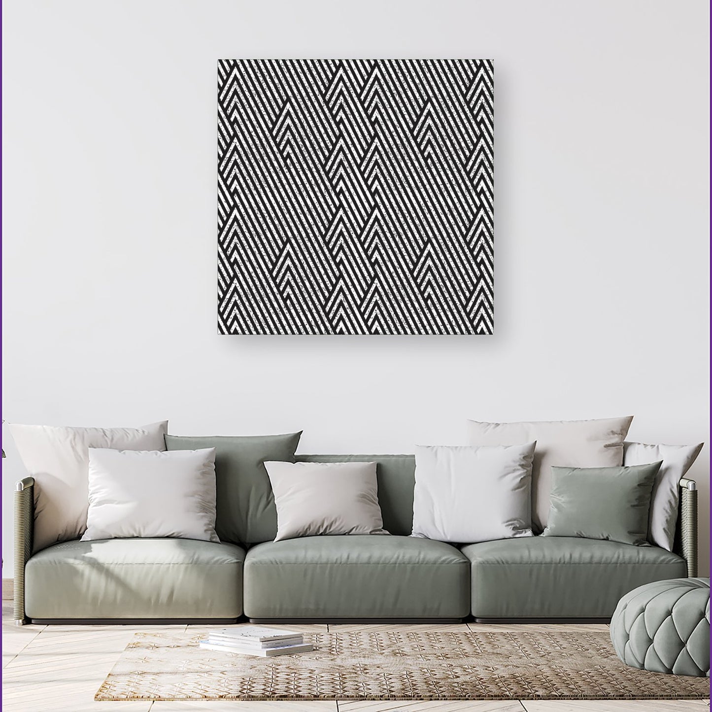 Oblique Black Grunge Pattern Canvas