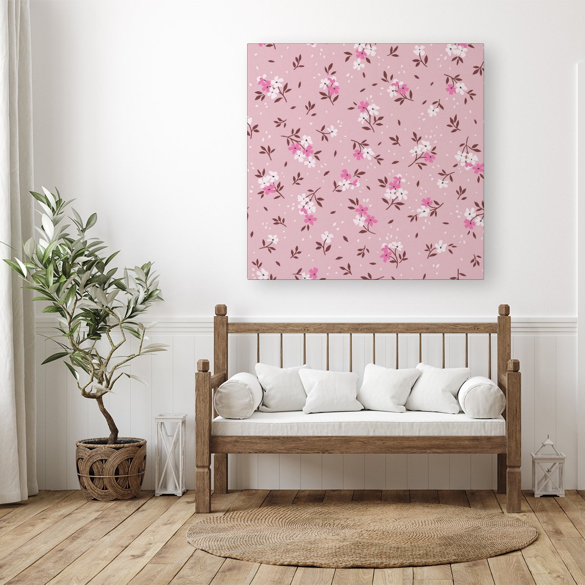 Pretty Pink Flower Pattern Canvas