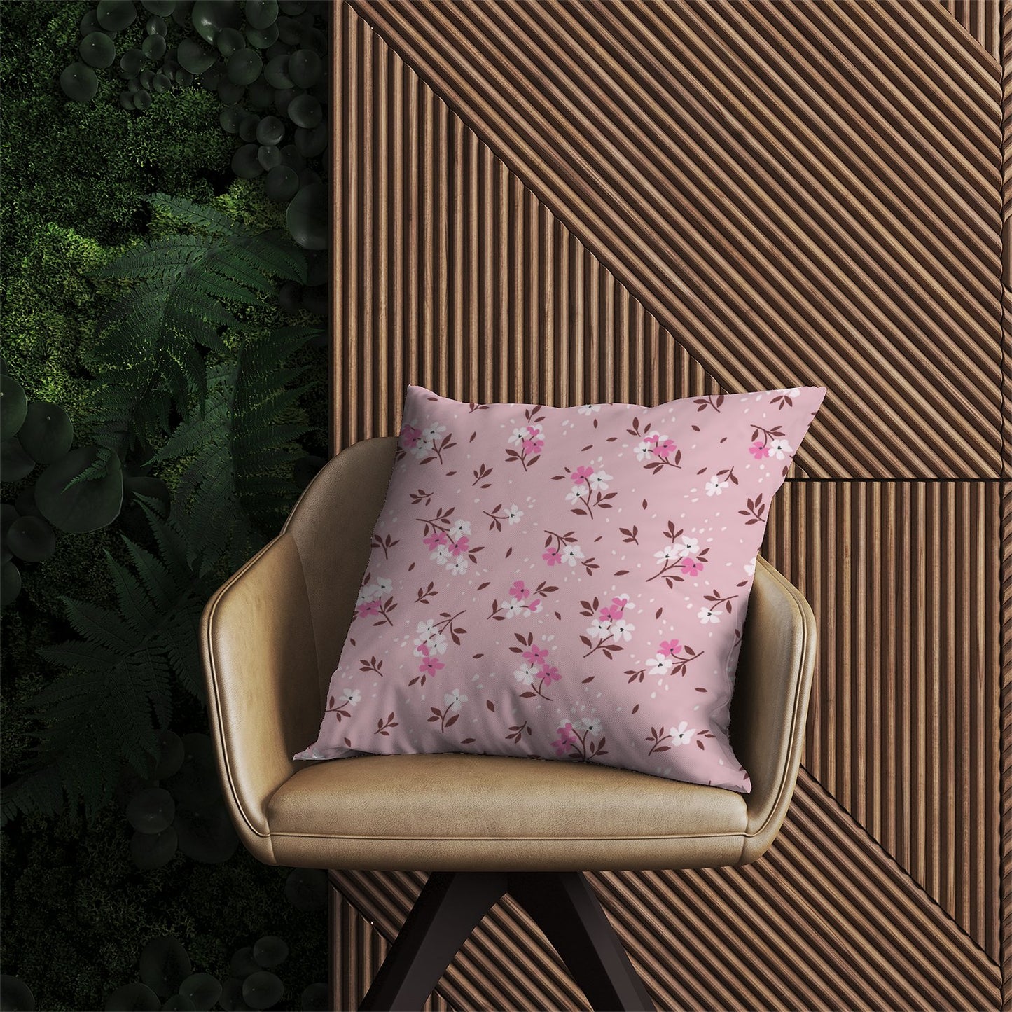 Pretty Pink Flower Pattern Outdoor Cushion