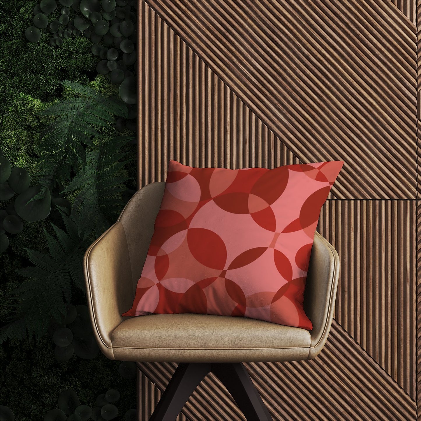 Red Circle Pattern Outdoor Cushion