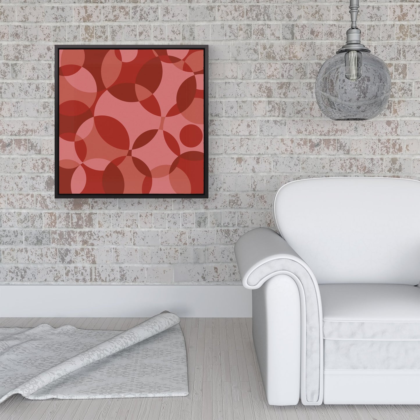 Red Circle Pattern Framed Canvas