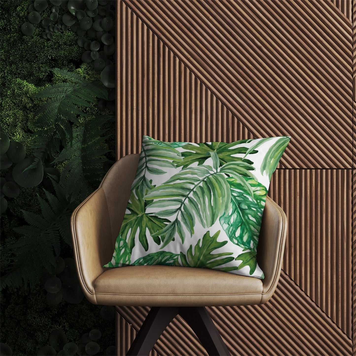 Exotic Rainforest Leaves Outdoor Cushion