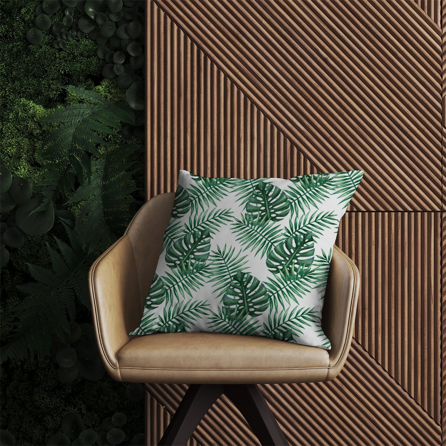 Watercolour Tropical Leaves Outdoor Cushion