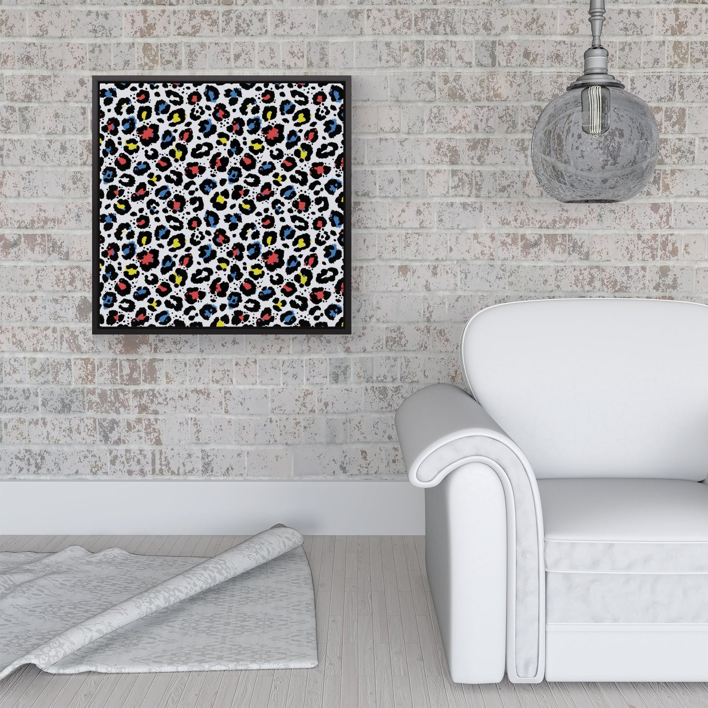 Coloured Leopard Print Framed Canvas