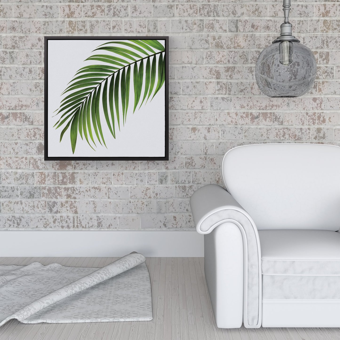 Single Palm Leaf Framed Canvas