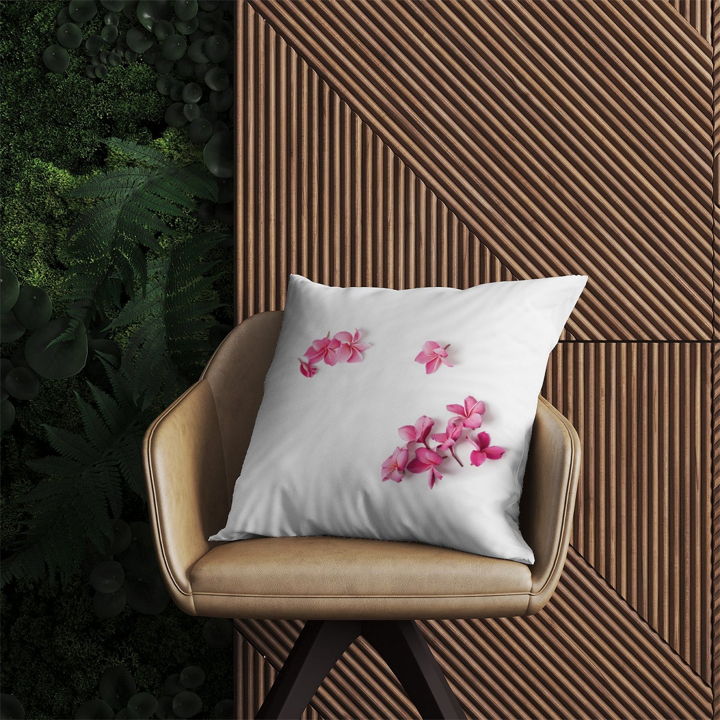 Pink Frangipani Flowers Outdoor Cushion