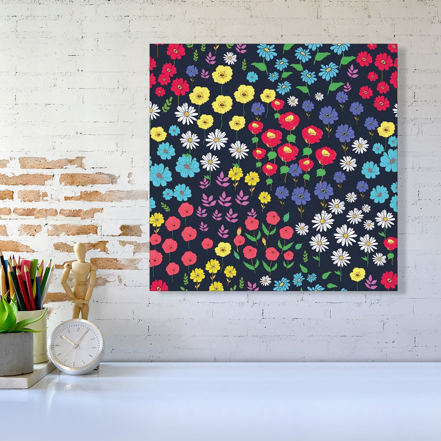 Multicoloured Flower Pattern Canvas