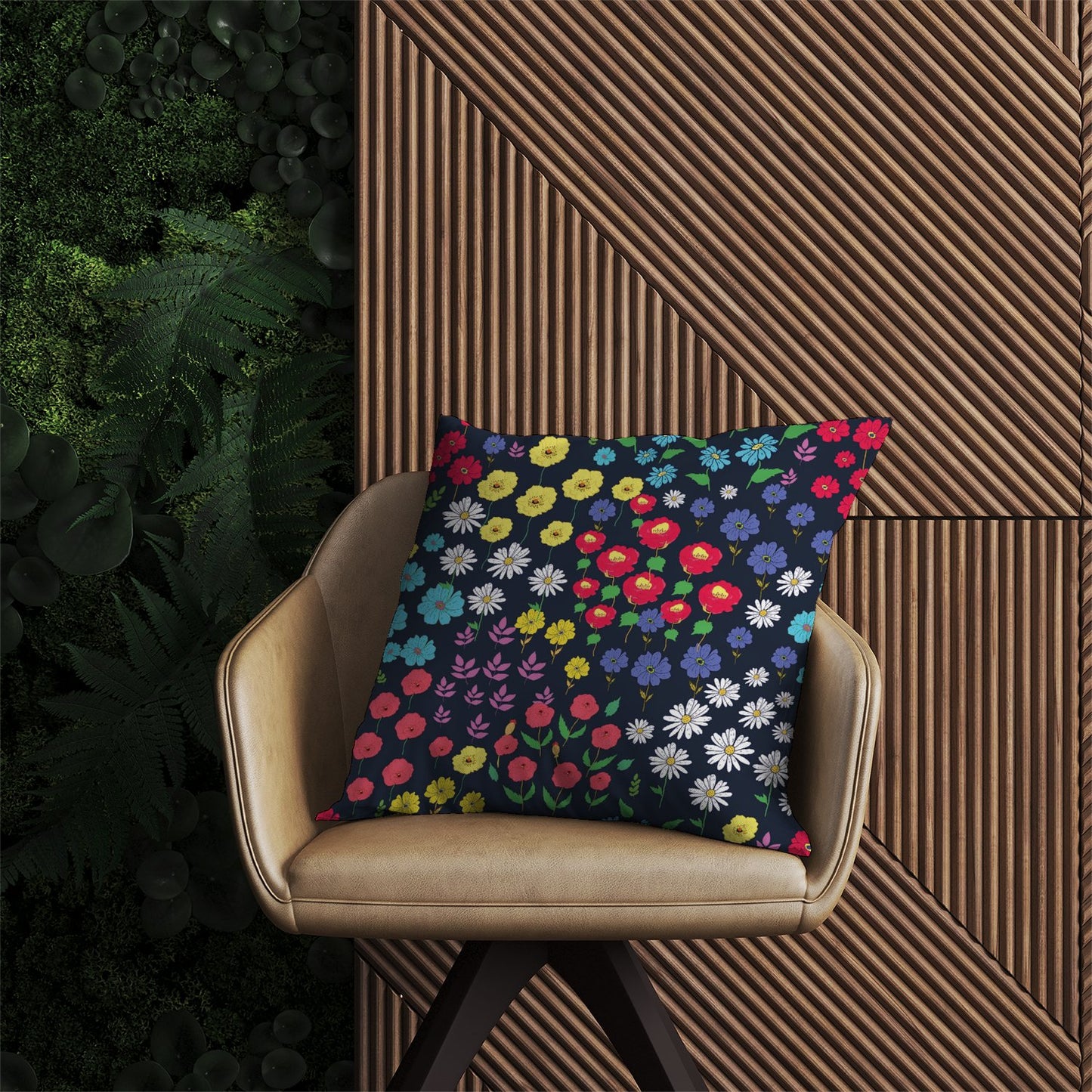 Multicoloured Flower Pattern Outdoor Cushion