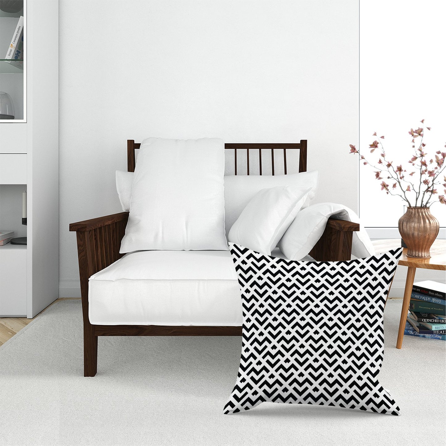 Black And White Abstract Pattern Floor Cushion