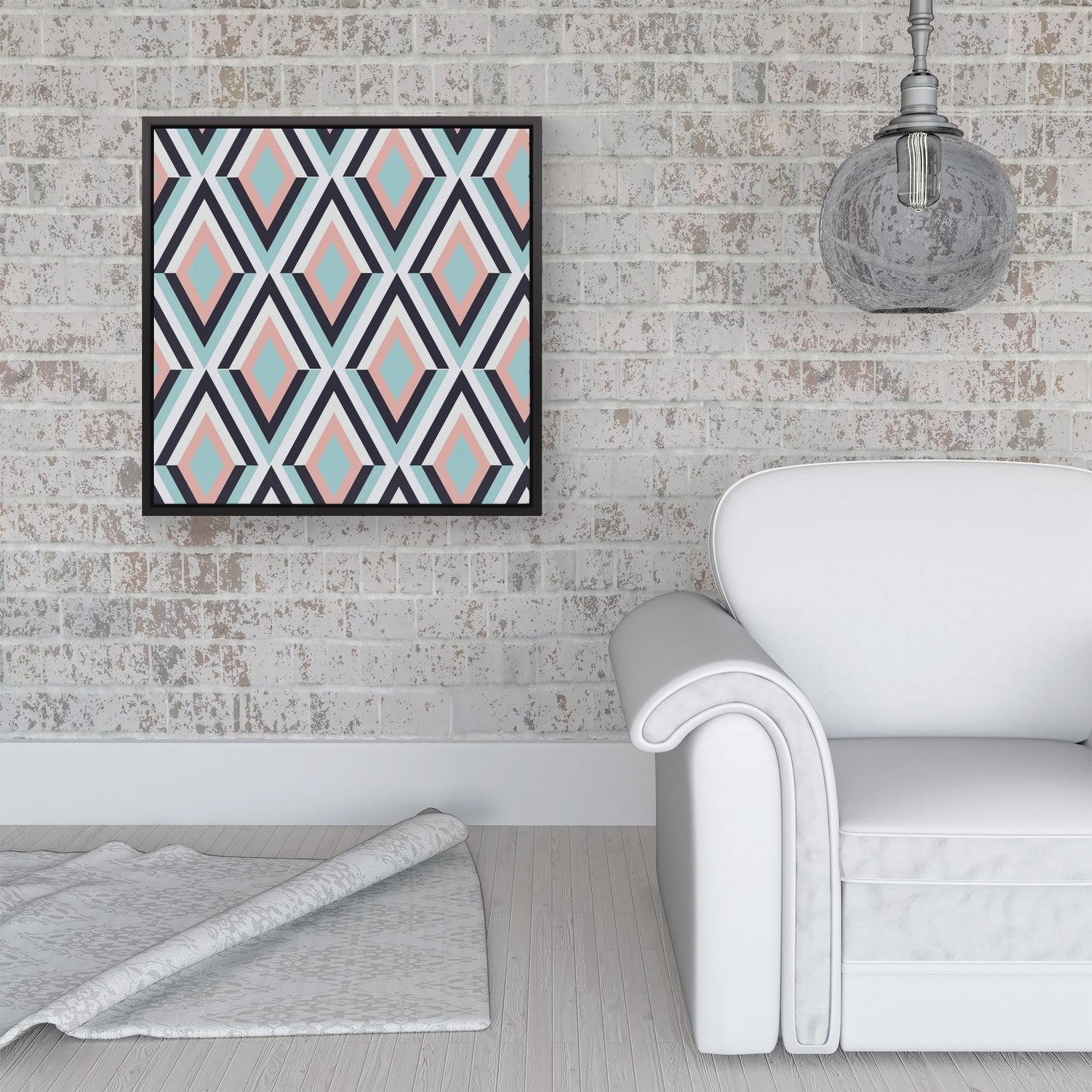 Zig Zag Abstract Pattern Framed Canvas