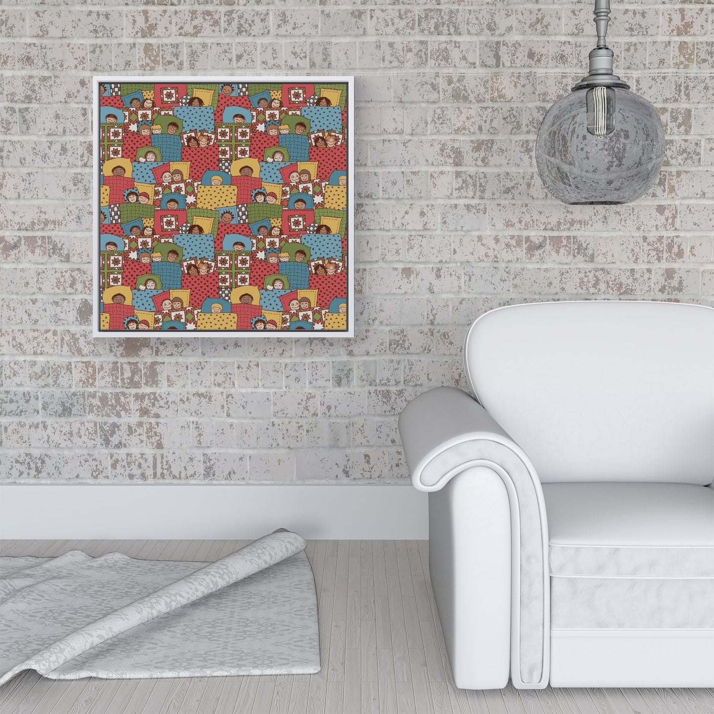 Hand Drawn Sleeping Doodle Faces Framed Canvas
