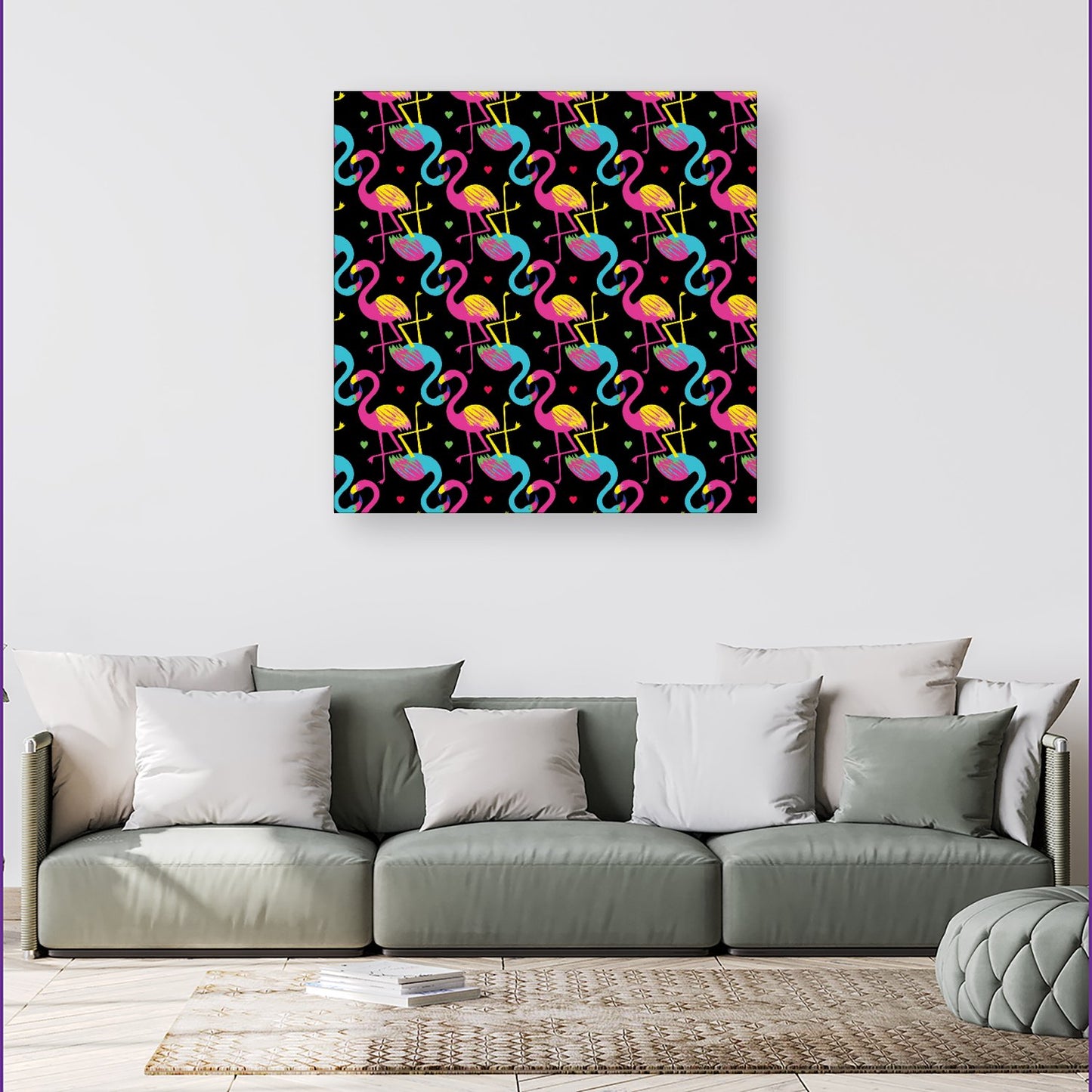 Vivid Flamingo Pattern Canvas