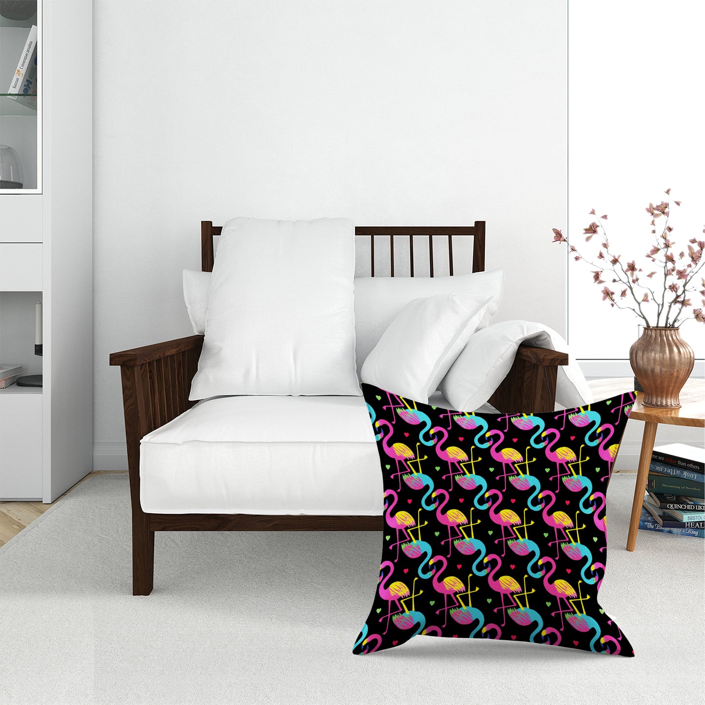 Vivid Flamingo Pattern Floor Cushion