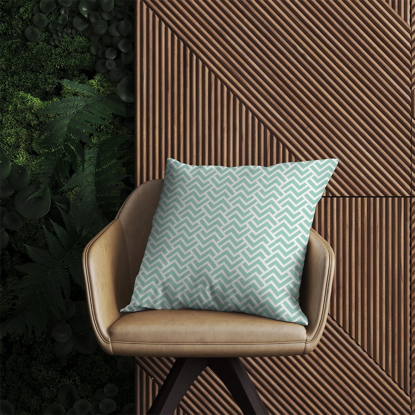 Green Geometric Pattern Outdoor Cushion