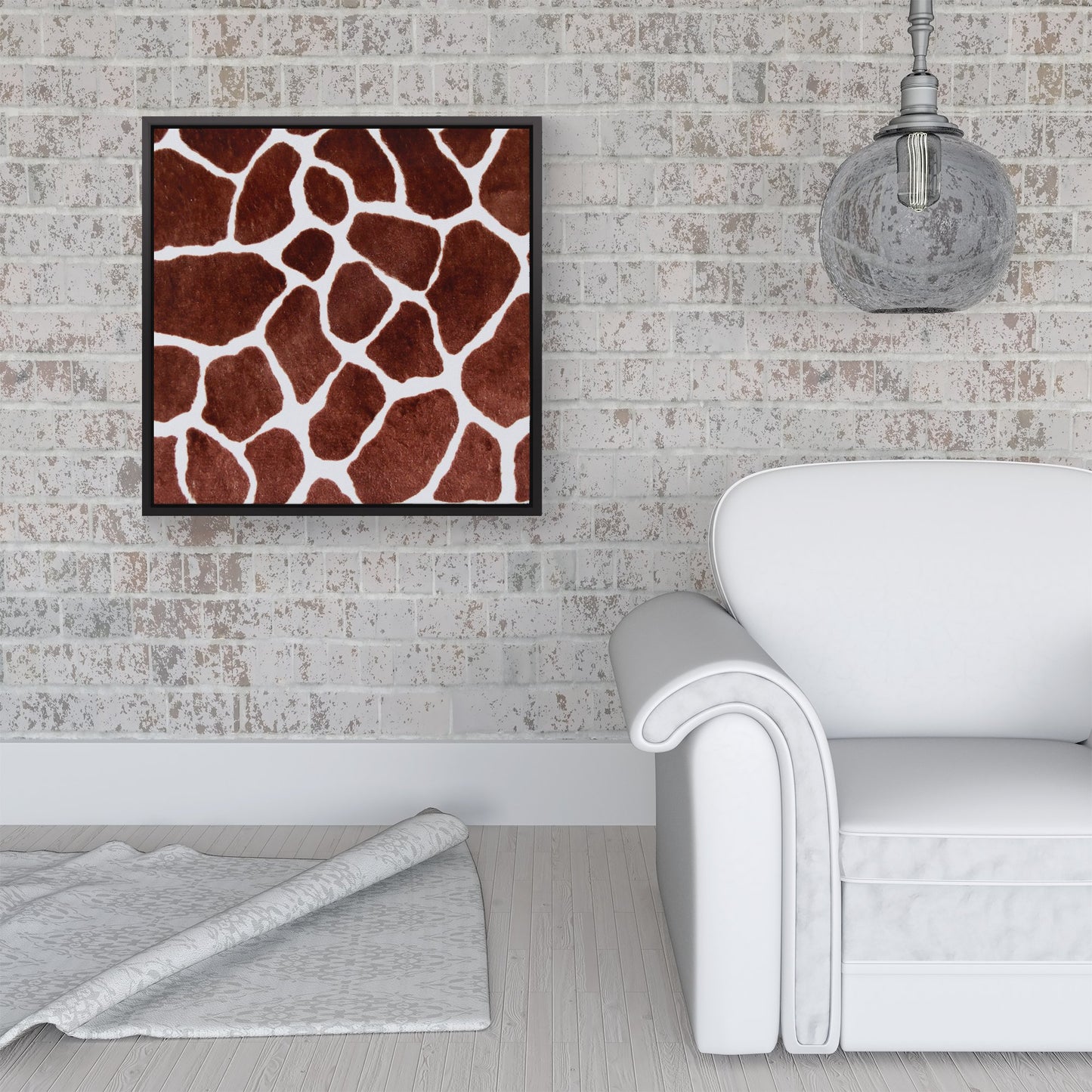 Giraffe Spots Print Framed Canvas