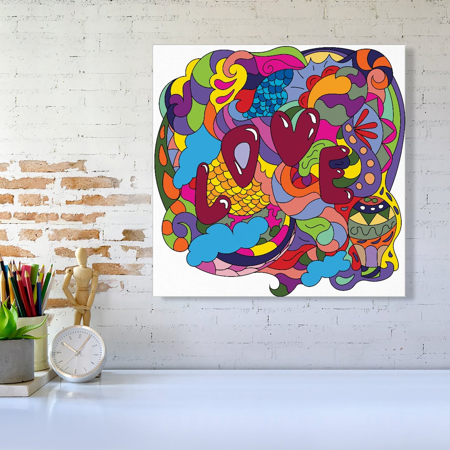 Motley Doodling Love Canvas