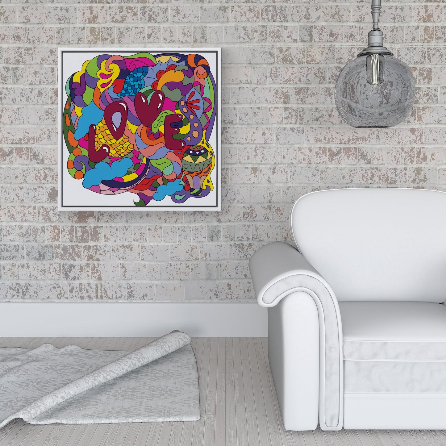 Motley Doodling Love Framed Canvas